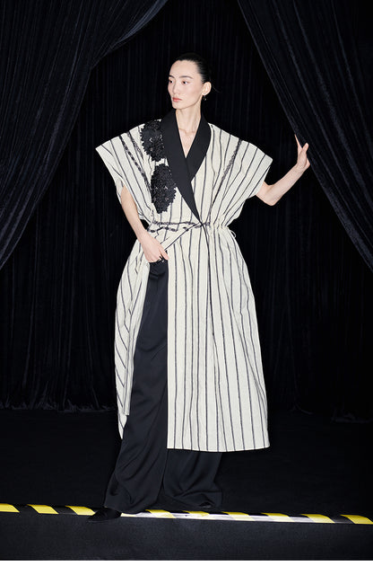 M essential Mackay designer embroidered workshop beaded robe dress pant set - augy.