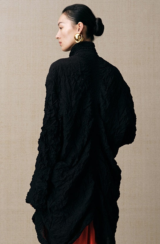 ZHUCHONGYUN light wrinkle buttoned black jacket-ROU.