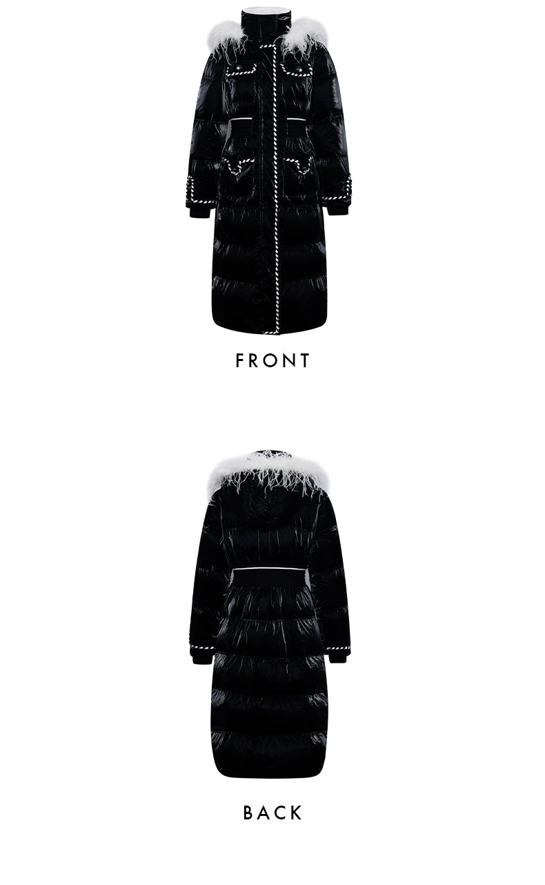 FAME Winter Contrast Long Fur Neck Down fluffy Jacket - Kirran