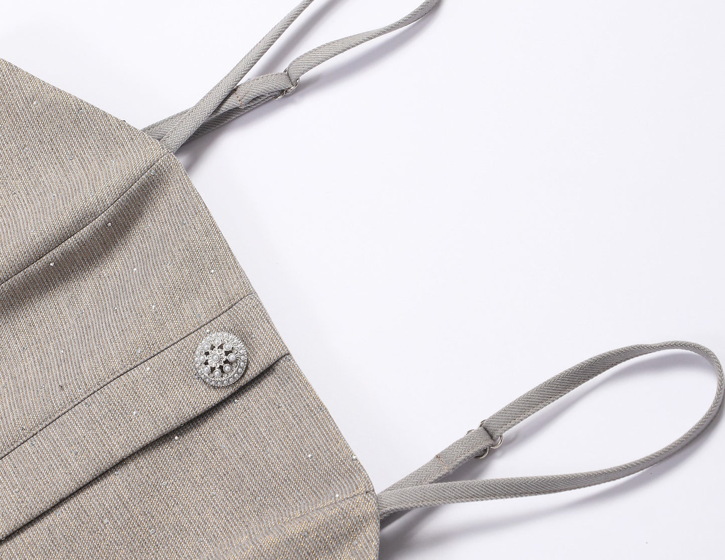 WANGXO | Silver Silk Truncated Shoulder Box Coat & Slip Dress Set -VERA.