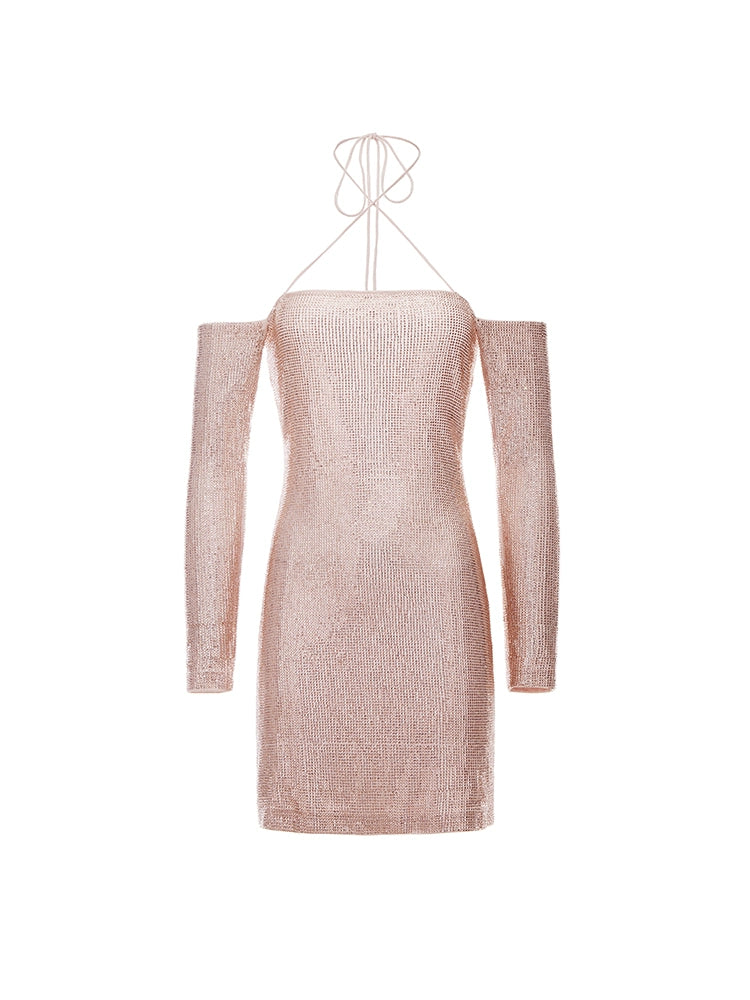 Wardrobes by Chen Elegant Off Shoulder Long Sleeve Midi Cocktail Dress-Hanna