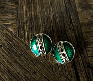 Le Palais Vintage Elegant Emerald Stud Earrings Ear Clip-Vine.