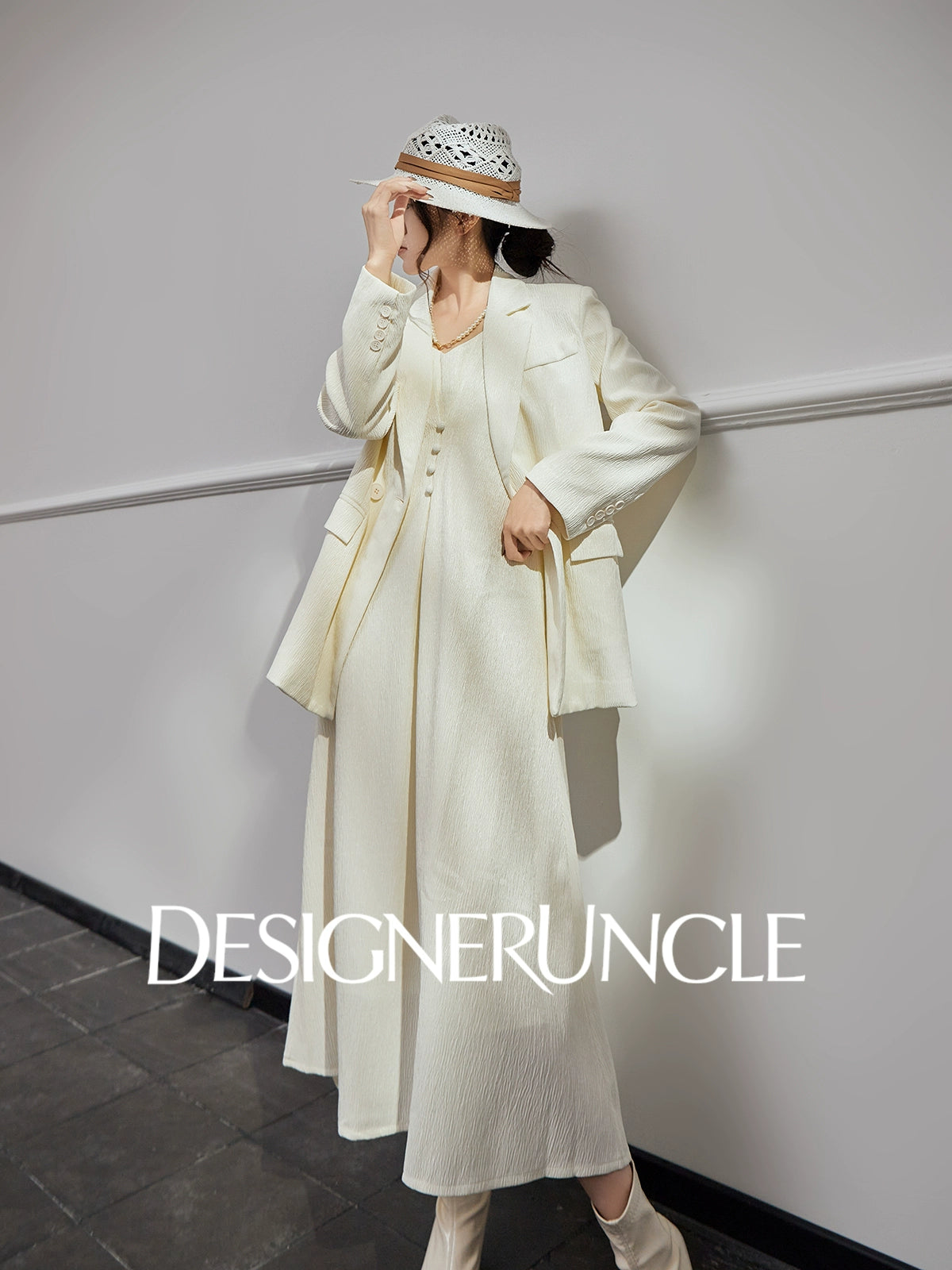 DGU |Off-white suit luxury niche French vintage top skirt  - GRANT.