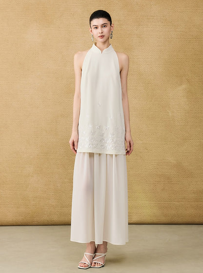 HECO Chinese butterfly sequin fake two-piece dress - CROWN.