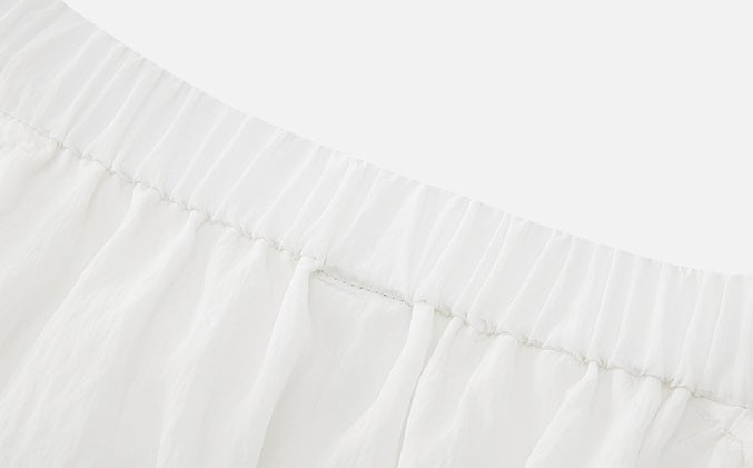 ZHUCHONGYUN white pleated adjustable pocket cocoon-shaped straight skirt-NODE.