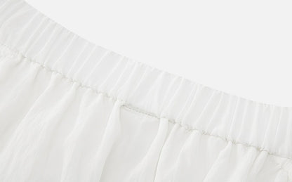 ZHUCHONGYUN white pleated adjustable pocket cocoon-shaped straight skirt-NODE.