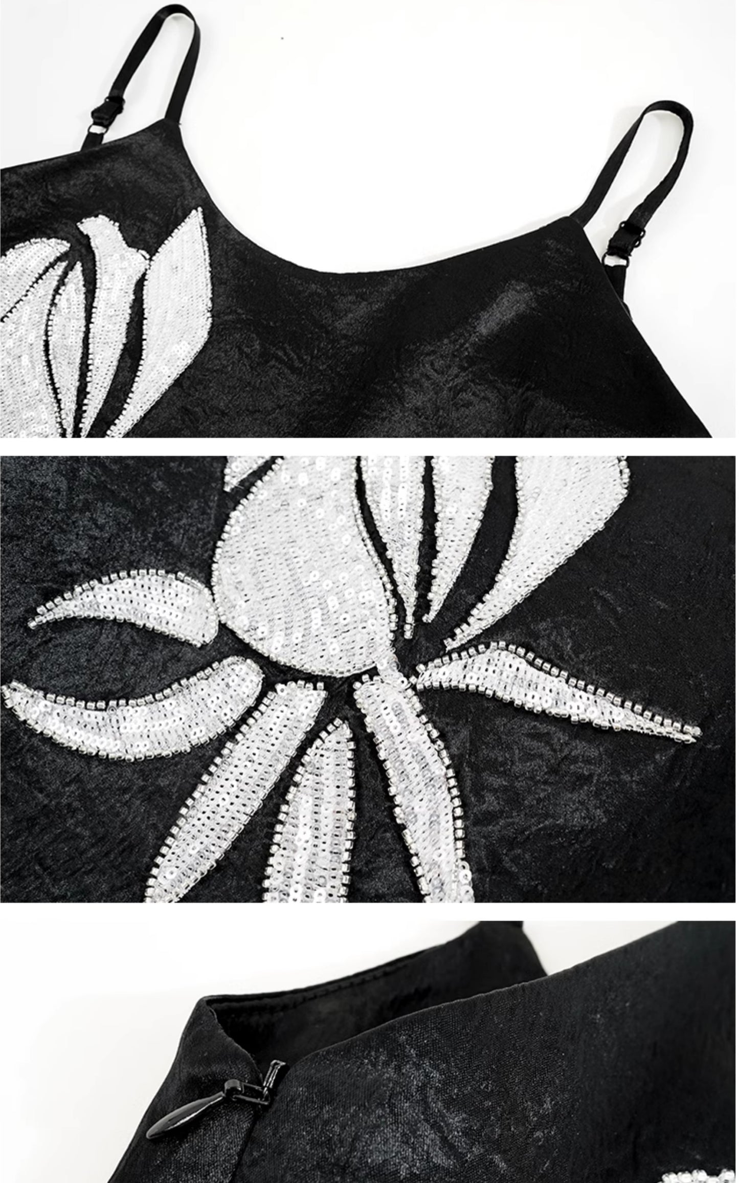 HECO 100% acetate rose embroidered black white camisole - faith.