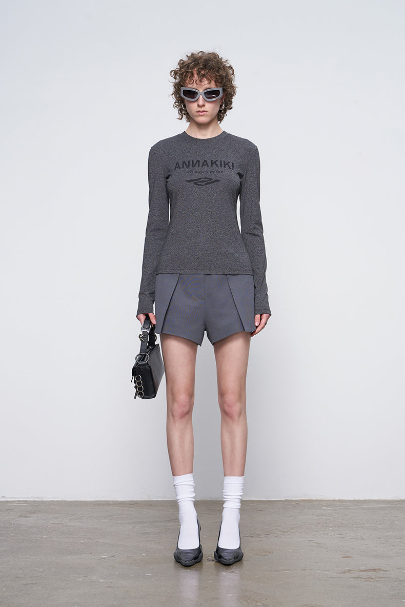 ANNAKIKI Autumn Niche Combination Logo Print Long Sleeve T-Shirt-DAICHI