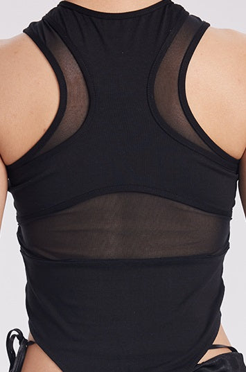 TINY IN mesh one-piece women's black sexy top- JOGO