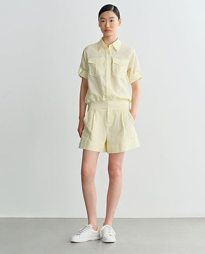 COMME MOI  summer women's casual linen shorts - GAIUS.