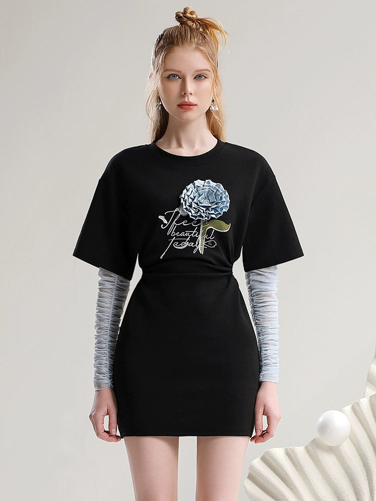 CHECOCRE Summer Three-dimensional Flower Cutout Waistless Knit Dress - ADAM.