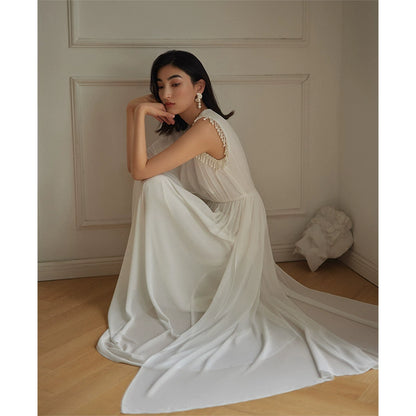 GOUDIN bridal white long evening dress-PIPER.