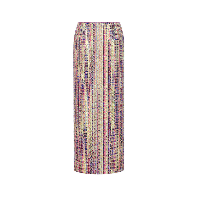 M essential Ma Kai designer kneaded gold coarse spinning iris stacked embroidery slim top - LIVING.