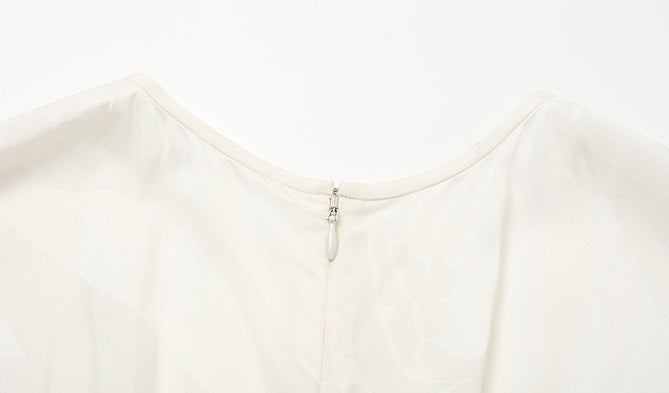 ZHUCHONGYUN White Dark Texture Pleated Sleeveless Dress-KATAKURI.