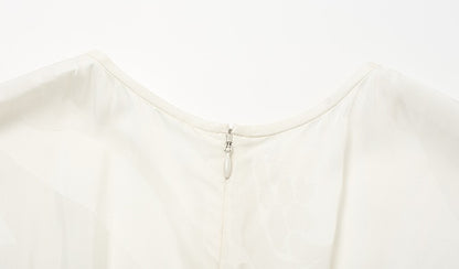 ZHUCHONGYUN White Dark Texture Pleated Sleeveless Dress-KATAKURI.