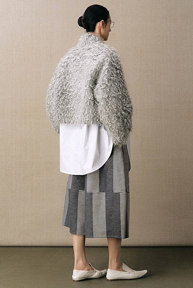 ZHUCHONGYUN striped splicing voluminous cotton and linen blend loose pants-CONAN.