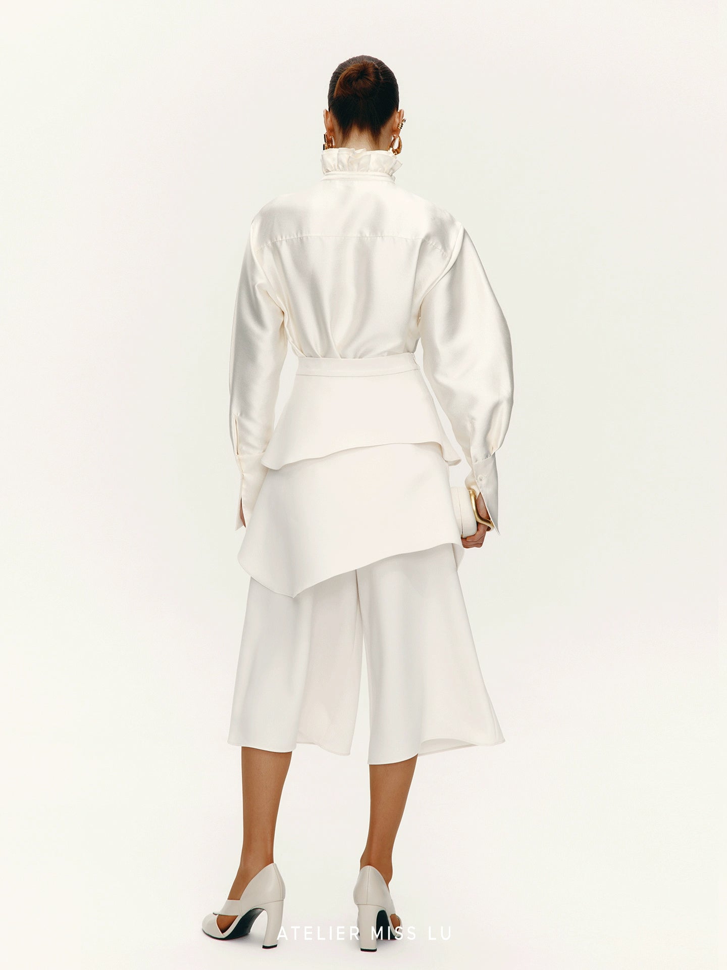 ATELIER MISS LU Fall/Winter Multi-layered Cut Splicing Cropped Culottes - SURREN