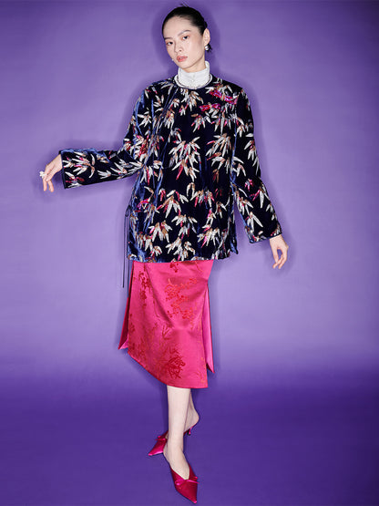 M essential Mackay designer 3Ddragonfly printed velvet loose to shirt - elvin