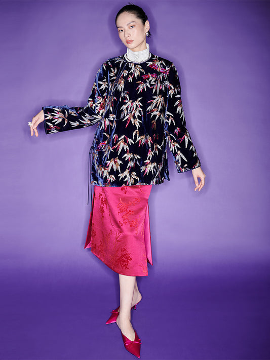 M essential Mackay designer 3Ddragonfly printed velvet loose to shirt - elvin