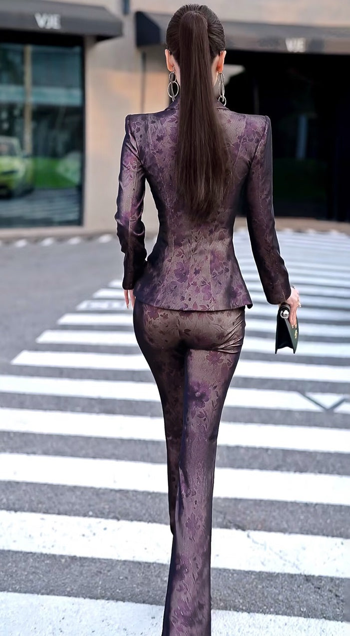 VJE  Single-breasted Suit Flared Pants Two-Piece Set - LIAM.