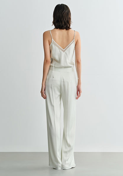 COMME MOI acetate V-neck patchwork suspenders - JUSTICE.