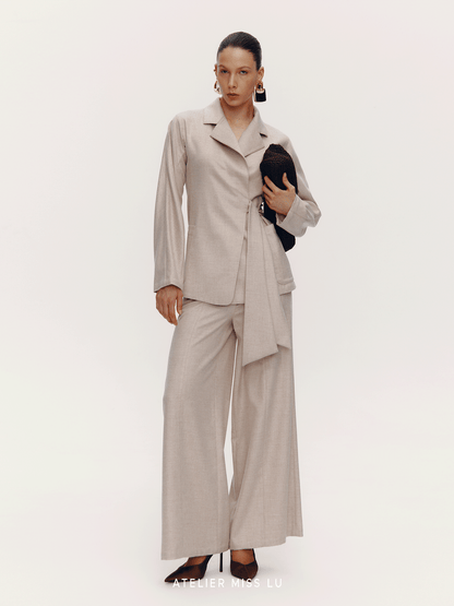 ATELIER MISS LU Sheep Wool Blend Wide-Leg Suit Pants - LEAP