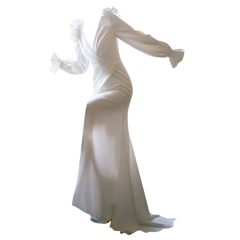 GOUDIN white wedding host evening dress-NICH.