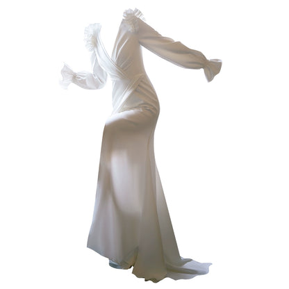 GOUDIN white wedding host evening dress-NICH.