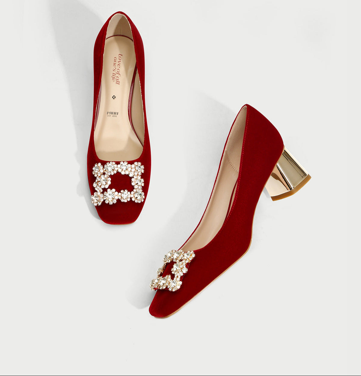 Pjjuu Beautiful Block Wedding Hexiu Wedding Heels - OUTSIDE