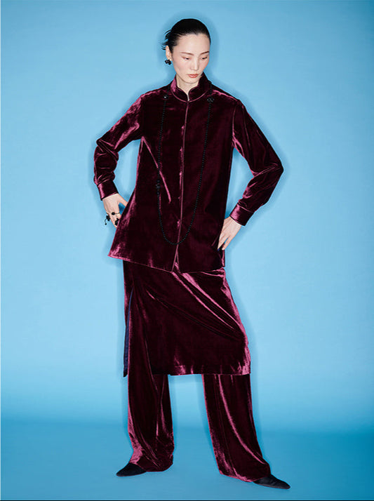 M essential Mackay designer brand Velvet pot-collar shirt - mitch.