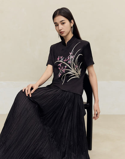 HECO Draped Acetate Short Sleeve T-Shirt Top Women - ministry.