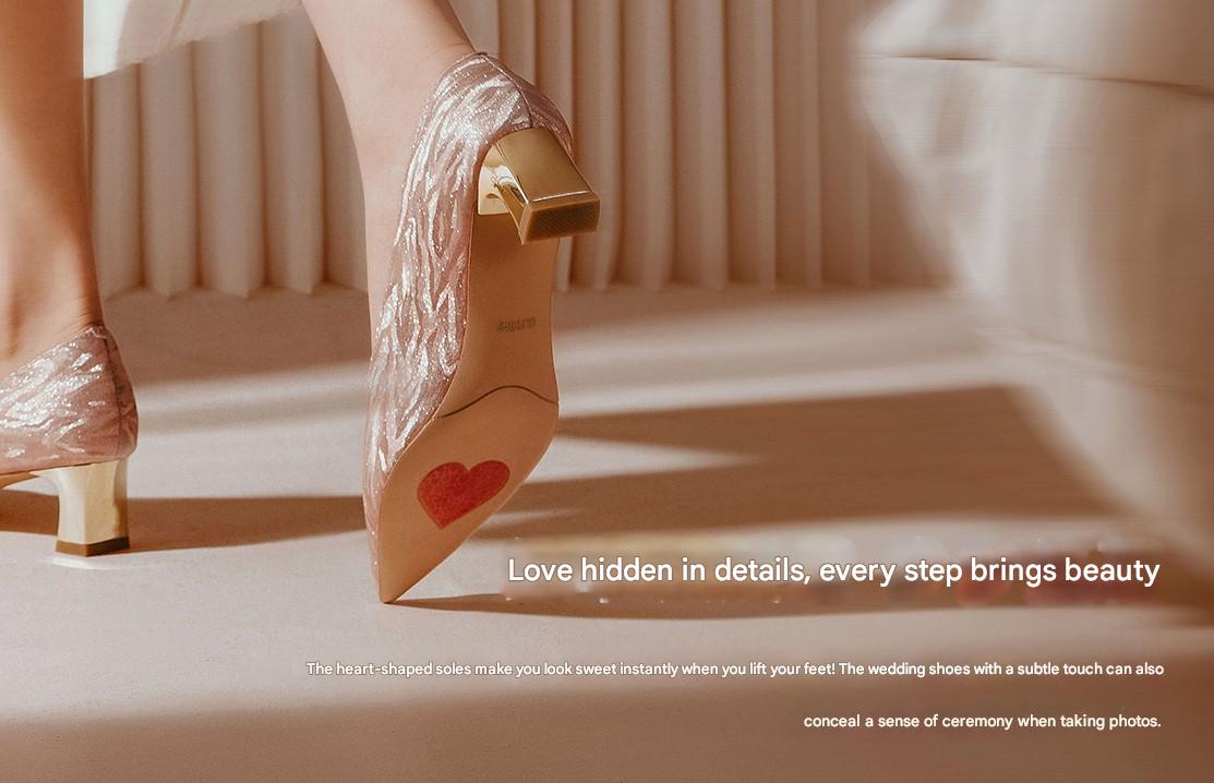 PJJUU Classy hexiu champagne high heels -TDH.