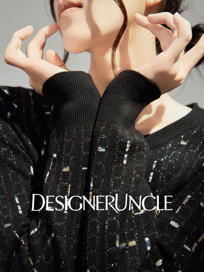 DGU|Twilight" black small fragrance style slimming high-end long-sleeved dress - Antonia.