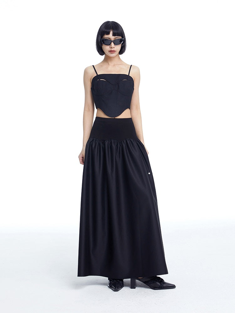 TINY IN Black Cutout Bandeau Strap Women's Versatile Top-FADA