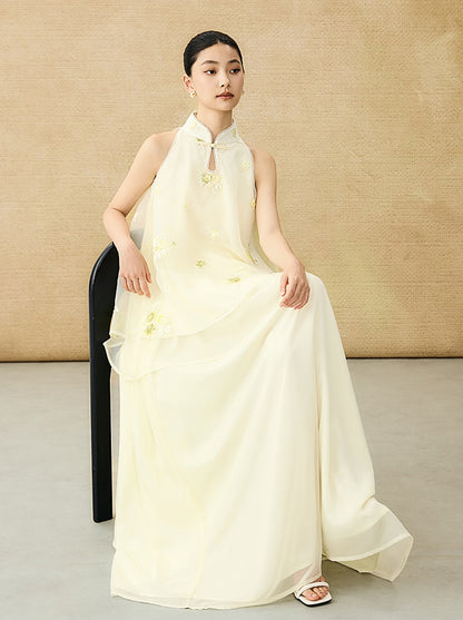 HECO Chinese double-layer tulle flesh covering elastic ballet style vest two-piece - LEVI.