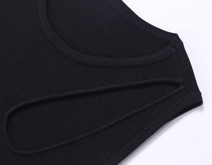 WANGXO |Tailoring Sleeveless Umbrella Hem Dress in Sculpted Casual Elegance -LUMA