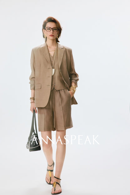 ANNASPEAK  mulberry silk cool silk haute couture upright suit vest set-ANCHOR.