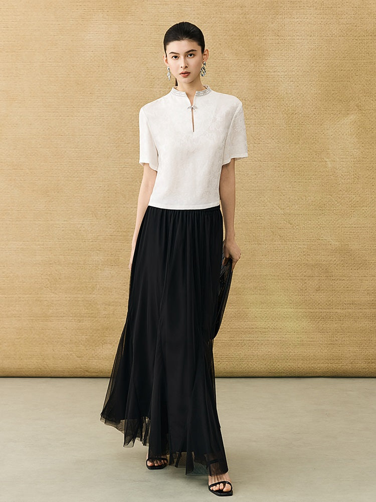 HECO Chinese style simple large elegant and flowing skirt - ELITE.