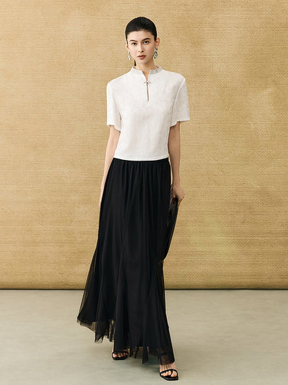 HECO Chinese style simple large elegant and flowing skirt - ELITE.