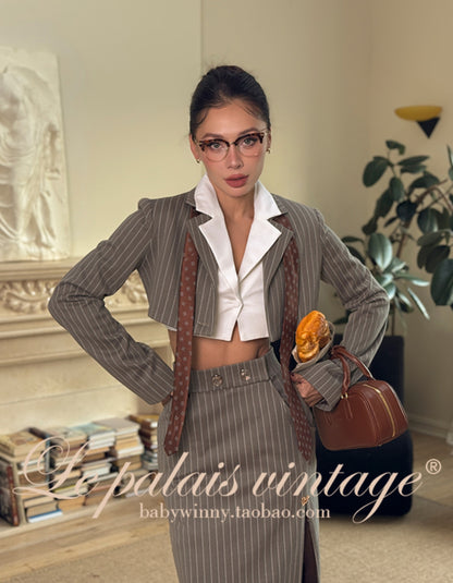 Le palais vintage style slim short jacket and hip skirt- MAY