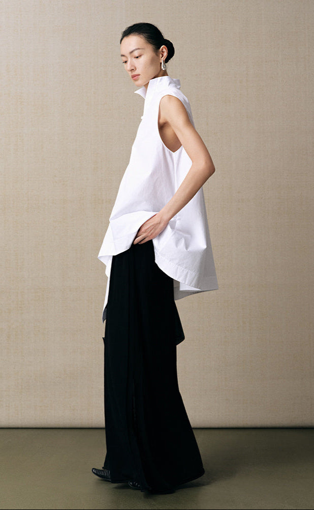 ZHUCHONGYUN black mulberry silk and linen blend drape knitted skirt-AIR.