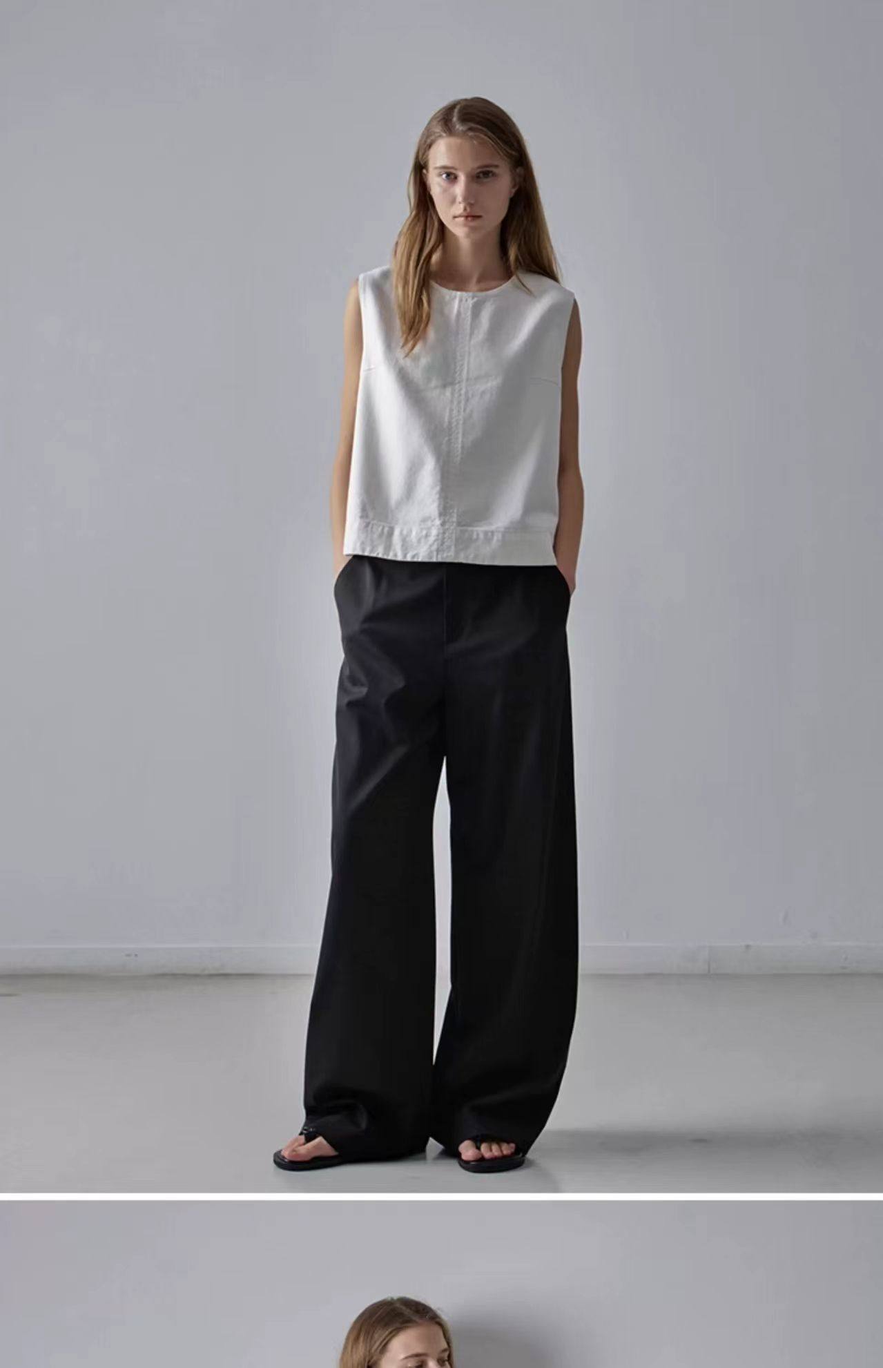 Nothing Written Casual High-waisted Slim Versatile Straight-leg Pants-LIV.