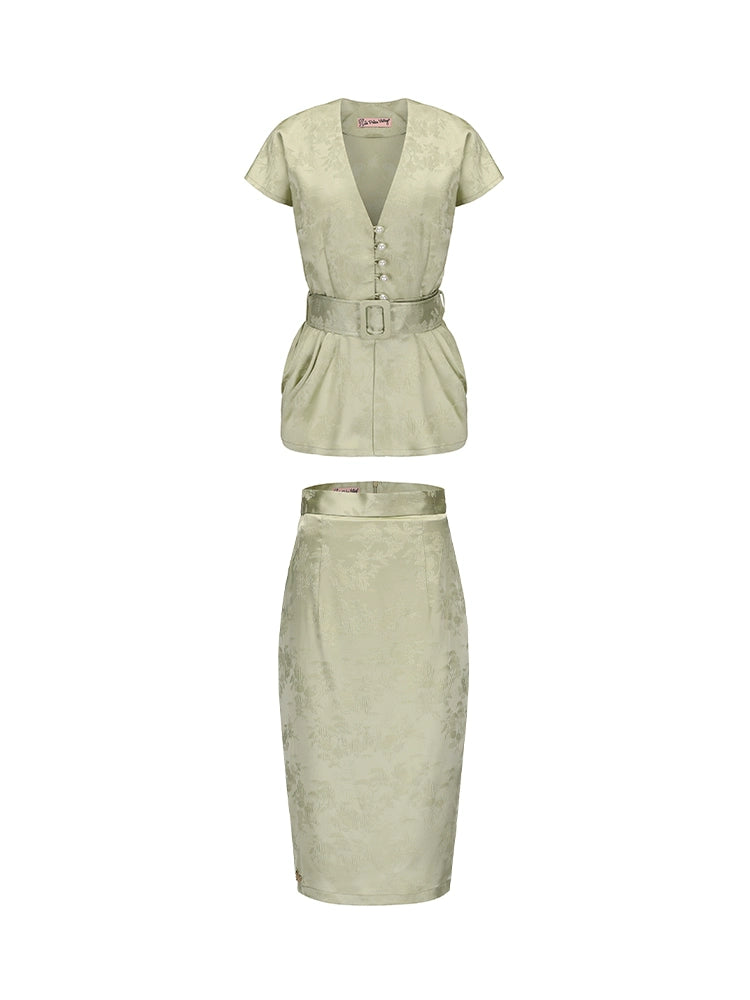 Le palais vintage jacquard satin waist- TEE.