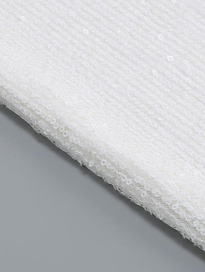 DOLLY White Feather Tube Top Sequin Slim Fit Long Dress-STEPH