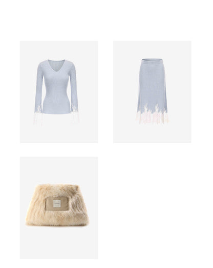 ATELIER MISS LU lace-panelled cashmere and wool-blend top - IRIS