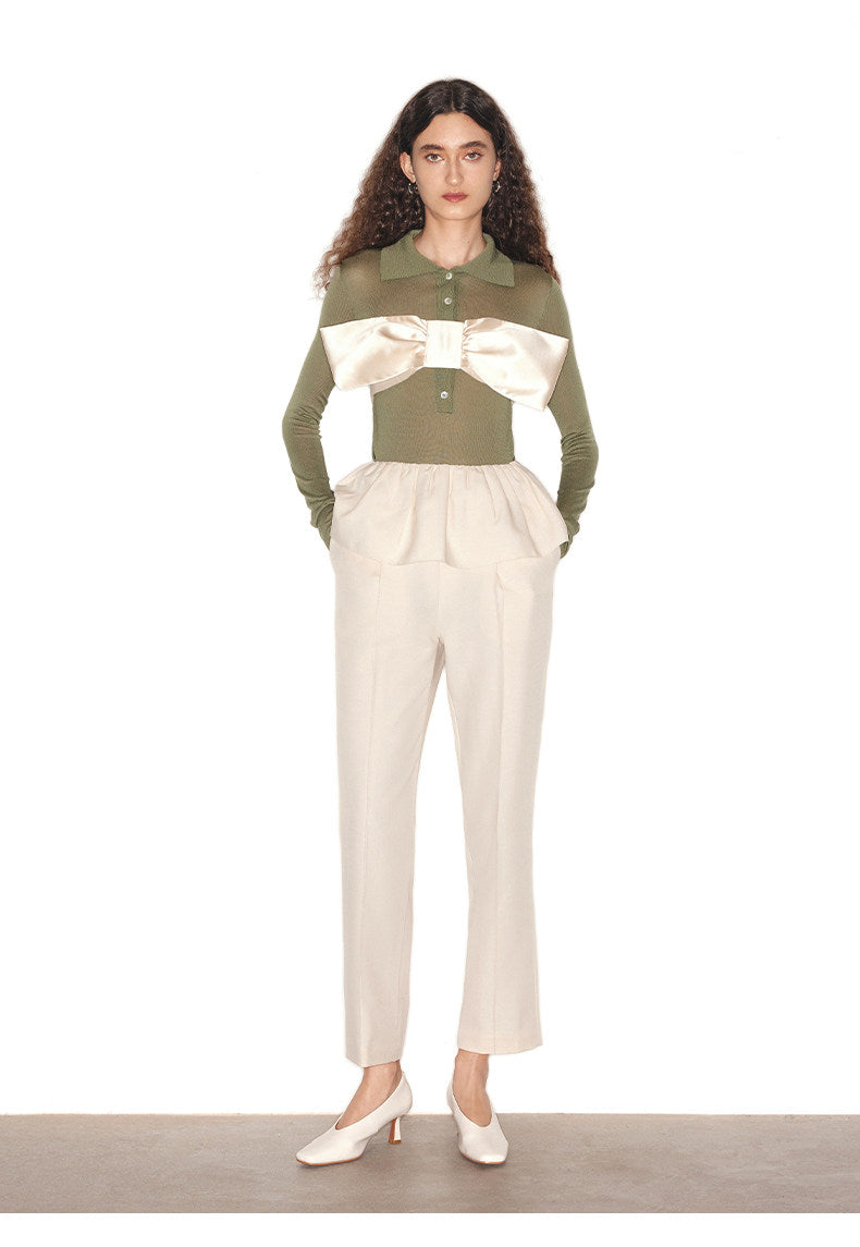 ATELIER MISS LU  spring/summer vintage long sleeves ice feeling knit top - RAIN