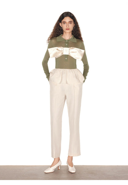 ATELIER MISS LU  spring/summer vintage long sleeves ice feeling knit top - RAIN