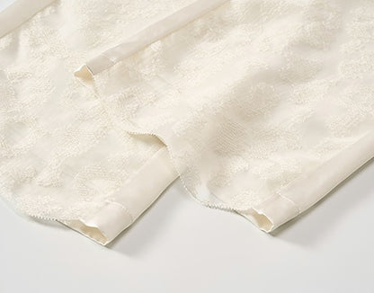 COMME MOI Silk Embroidered Panelled Straight white Pants - ISAIAH.