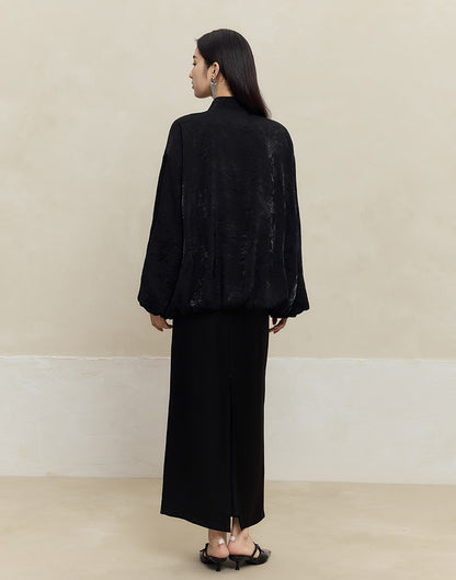 HECO Jacquard Stand-Collar Shirt Top Women - hand.