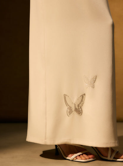 HECO Chinese butterfly bead embroidered slimming straight skirt - POLY.